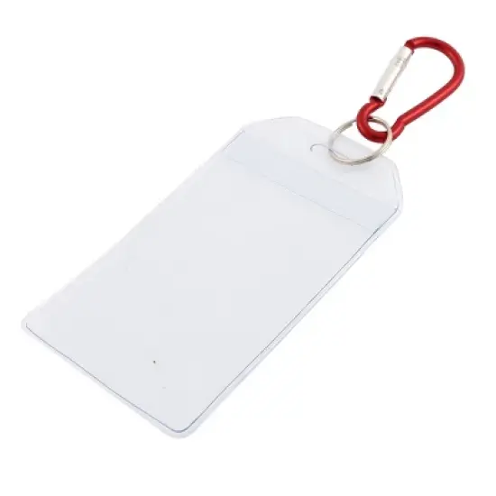 Unique Bargains Aluminum Carabiner Plastic Clear Red Badge Holder 6 x 11 cm 1 Pc image {5}