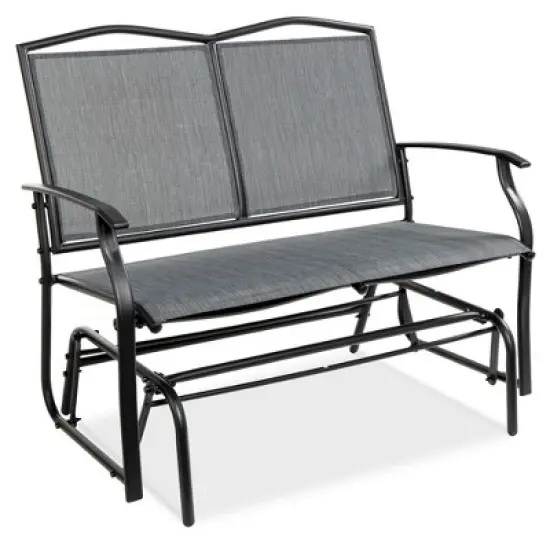 Best Choice Products 2-Person Outdoor Swing Glider, Patio Loveseat, Steel Bench Rocker for Porch w/ Armrests image {7}