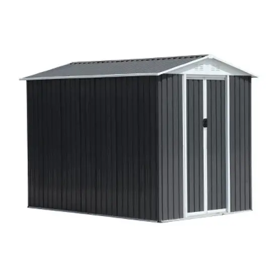 6x9 FT Outdoor Metal Storage Shed with Apex Roof, Waterproof Panels, Ventilation, and Aluminum Frame - Coolbibila image {1}