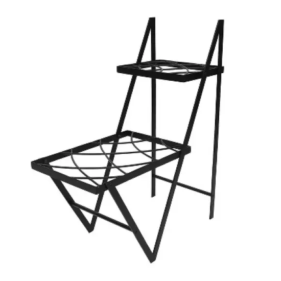 30.5" Tall Modern Indoor Outdoor Zig Zag Duet Iron Plant Stand - Achla Designs image {2}