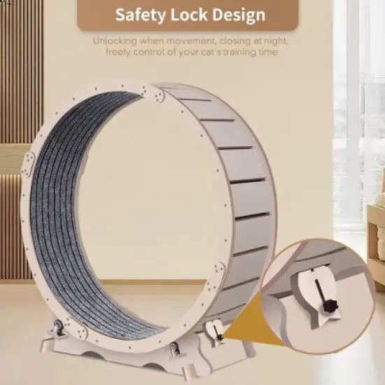 YOOCOZZ 41" Cat Exercise Wheel for Indoor Cats, Cat Running Wheel with Carpeted Runway-Natural image {10}