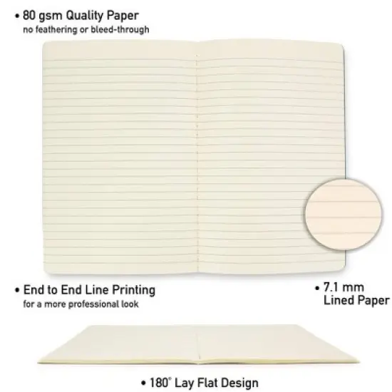 Simply Genius A5 Lined Notebooks with Softcover - College Ruled Notebook - 92 pages, 5.5" x 8.3" (Black, 6 pack) image {5}