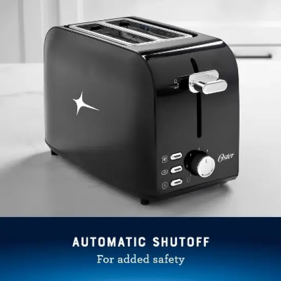 Oster 2-Slice Toaster With Extra-Wide Slots Black/Stainless Steel: Bagel Maker, 800W, Spot Clean, 1-Year Warranty image {5}