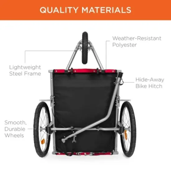 Best Choice Products 2-in-1 Dog Bike Trailer, Pet Stroller Bicycle Carrier w/ Hitch, Brakes, Visibility Flag, Reflector image {5}