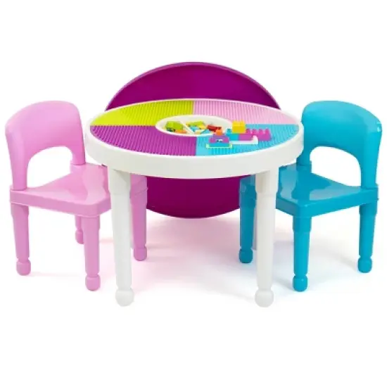 3pc Kids' 2 in 1 Round Activity Table with Chairs - Humble Crew image {1}