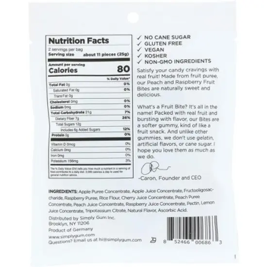 Simply Gum Peach and Raspberry Fruit Bites  - Case of 8/1.8 oz image {2}
