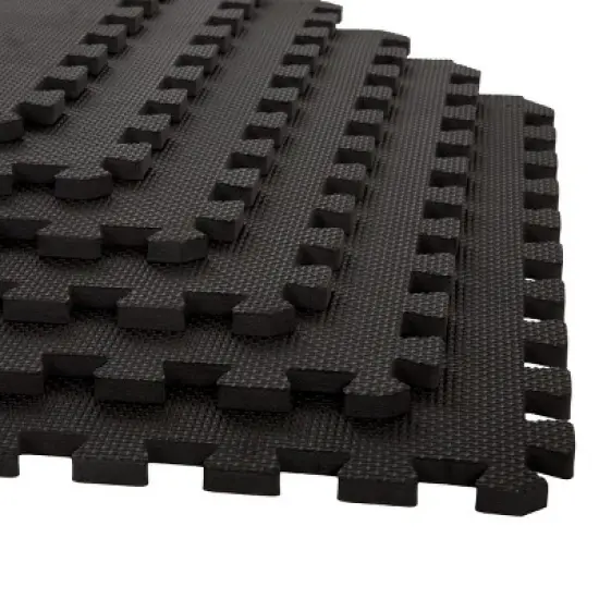 Fleming Supply Interlocking Foam Floor Tiles - 24" x 24", Black, Pack of 6 image {1}