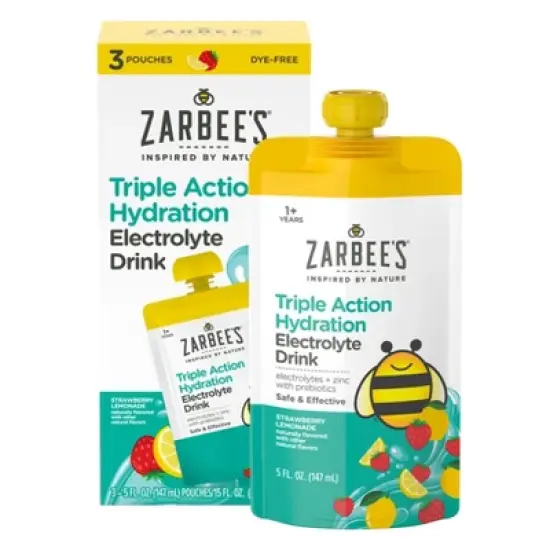 Zarbee's Triple Action Liquid Hydration Pouches - Strawberry Lemonade - 5 fl oz/3ct image {8}