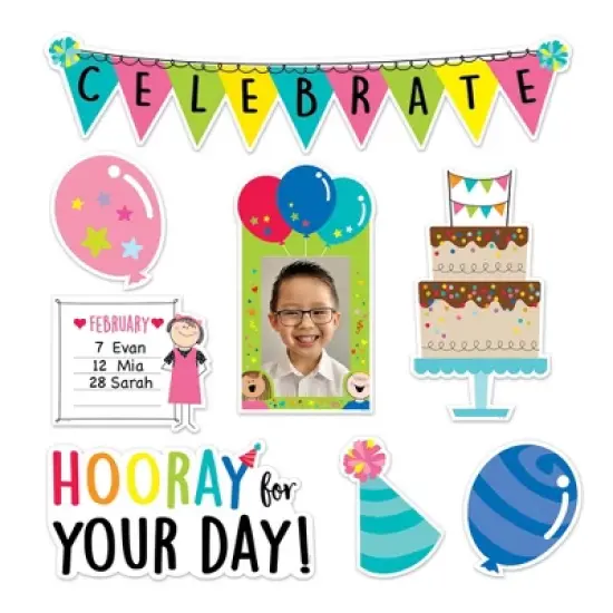 Creative Teaching Press&reg; Stick Kids Happy Birthday Mini Bulletin Board Set image {1}