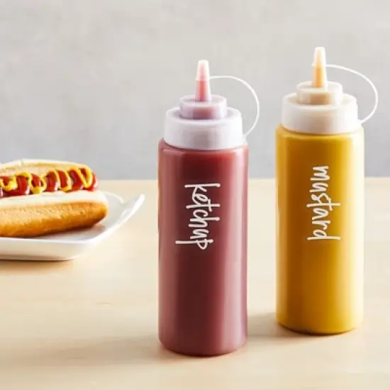 Talented Kitchen 132 White Script Oil and Vinegar Labels for Bottles, Clear Preprinted Condiments Stickers for Squeeze Dispensers image {2}