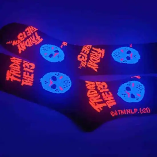 Friday The 13th Jason Voorhees Hockey Mask Men's Athletic Black Light Crew Socks image {3}
