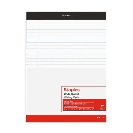 TRU RED Notepads 8.5" x 11.75" Wide White 50 Sh/Pad 12 Pads/PK TR57339 image {3}