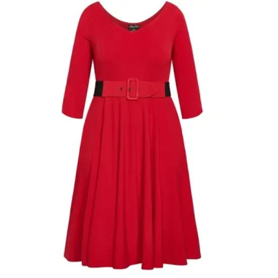 Women's Plus Size Super Sweet Elbow Sleeve Dress - Cherry | CITY CHIC image {3}