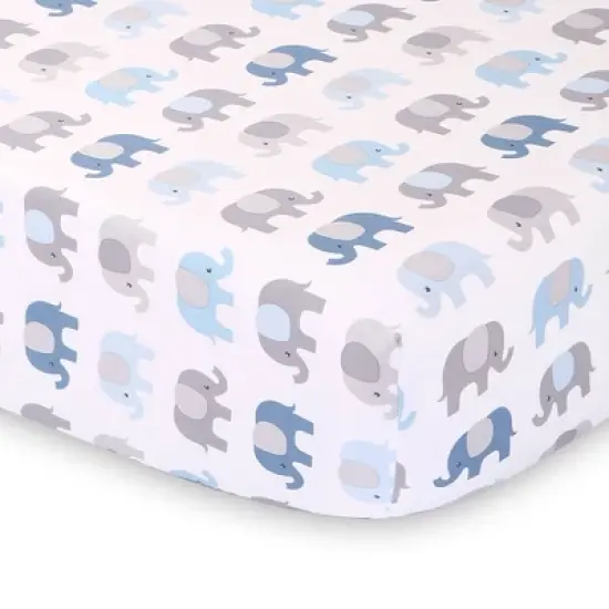 The Peanutshell Sleepy Elephant Baby Crib Bedding Set, Gray/Blue - 3pc image {2}