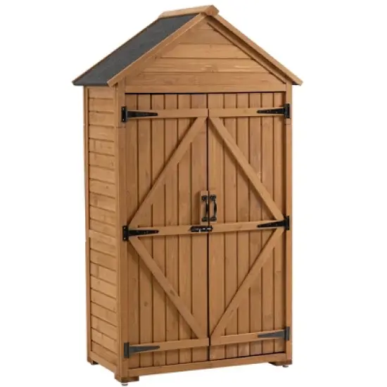 Syemin 30ft&sup3; Outdoor Storage Sheds with Lockable Door, Waterproof Roof for Patio, Backyard and Lawn, Brown, 34.25"*22.04"*68.89" image {5}