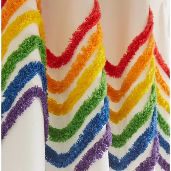 2pk Rainbow Tufted Striped Poletop Curtains - Dream Factory image {3}