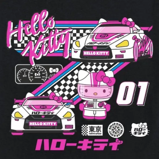 Men's Sanrio Hello Kitty Racing Short Sleeve Graphic T-Shirt - Black image {2}