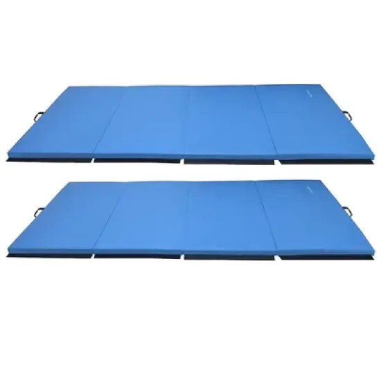 BalanceFrom Fitness GoGym 120x48in Extra Thick Anti Tear High Density All Purpose Aerobic Gymnastics Mat with Velcro Carrying Handles, Blue (2 Pack) image {6}