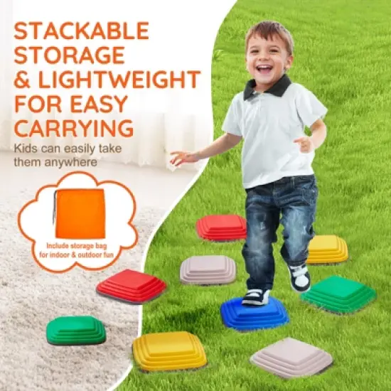 VEVOR Balance Stepping Stones for Kids, 10 PCS, Up to 220 lbs, Non-Slip Toddlers Sensory Stepping Stones, Toys for Children Aged 3 4 5 6 7 8+ image {6}