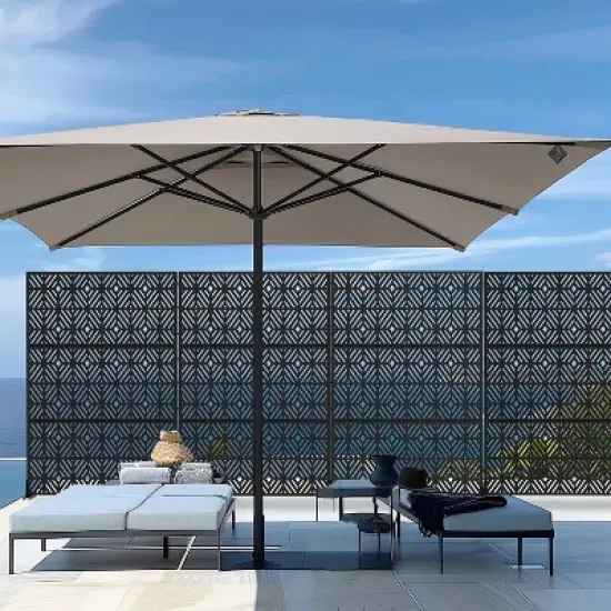 Lirago 72 in. Outdoor Privacy Panel Galvanized Metal Fence Black image {2}