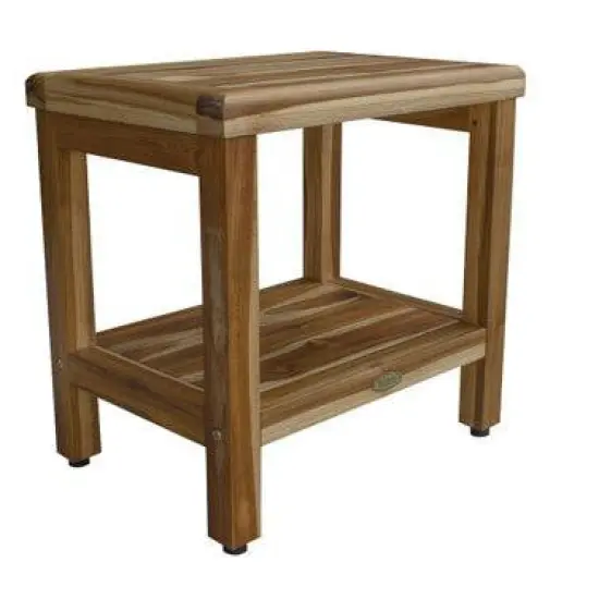 EcoDecors&reg; Eleganto&reg; 18" Teak Wood Shower Bench with Shelf in EarthyTeak Finish image {11}