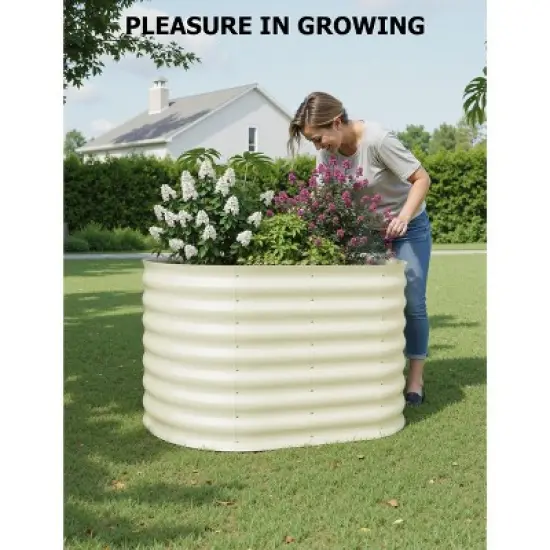 Galvanized Raised Garden Bed Outdoor, 24" Tall Metal Planter Box for Flowers Herbs Vegetables image {1}