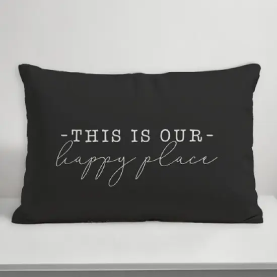 Creative Products This Is Our Happy Place Black and White 14x20 Indoor / Outdoor Pillow image {3}