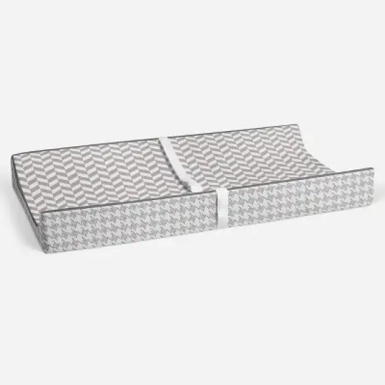 Bacati - Herringbone Quilted Muslin Changing Pad Cover Gray image {3}