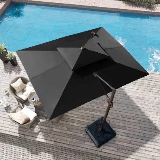 Crestlive Products 9x11.5FT Double Top Cantilever Umbrella Outdoor 360 Degree Rotation Offset Umbrella 6 Heights Adjustable Cantilever Patio Umbrella image {9}