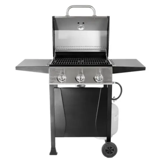 Grill Boss GBC1932M Outdoor BBQ 3 Burner Propane Gas Grill for Barbecue Cooking with Top Cover Lid, Wheels, and Side Storage Shelves, Black image {1}