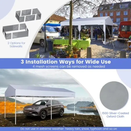 Costway 10x20ft Pop-Up Canopy Party Tent Sidewalls Portable Garage Car Shelter Wheeled image {5}