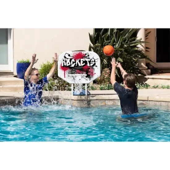 Poolmaster Graffiti Collection NBA Houston Rockets Pro Poolside Hoop Set Durable All-Weather Base image {1}