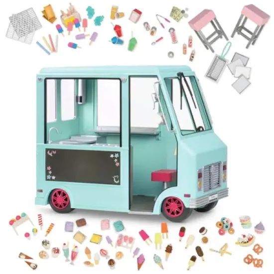 Our Generation Sweet Stop Ice Cream Truck with Electronics for 18" Dolls - Light Blue image {11}