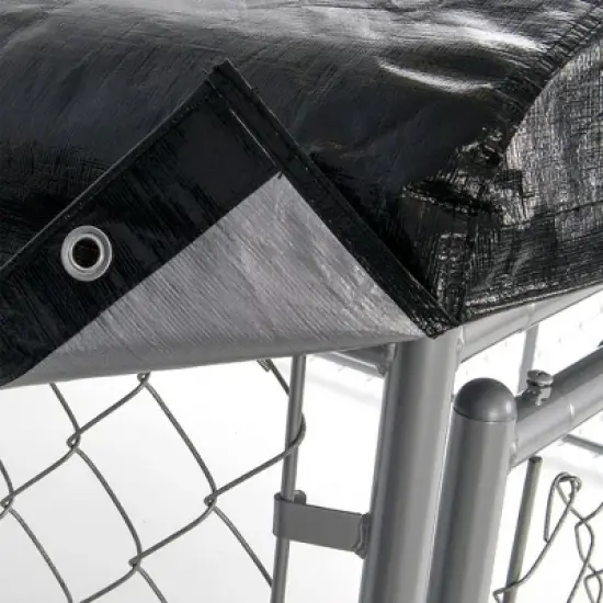 Lucky Dog Uptown Covered Dog Kennel with Lucky Dog Wire Dog Fence Pet Kennel image {4}