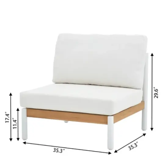 Modular Outdoor Corner Sofa Set Wood Grain Texture Sectional w/ Chaise Longue & Ottoman + Square Coffee Table image {4}