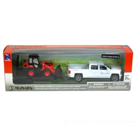New Ray 1/43 Chevy Pickup and Trailer with Kubota R630 Small Wheel Loader SS-34233 image {1}