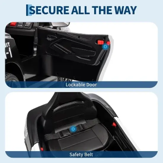 12V Police Car Ride on Car for Kids, Ride on Toys for Big Kids Cop Cars with Remote Control, Battery Powered Alert Tones image {3}
