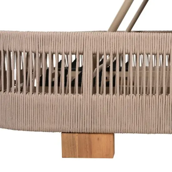 Christopher Knight Home Lariya Outdoor Adjustable Acacia Wood and Rope Chaise Lounge image {3}