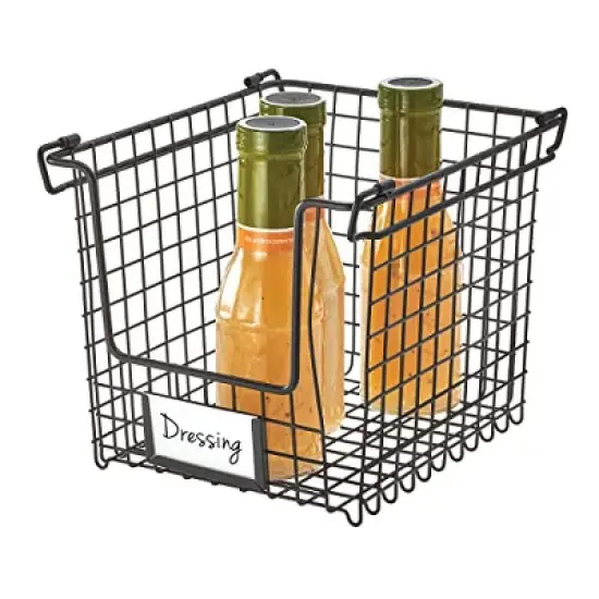iDesign Classico Storage Basket with Handles for Pantry, Kitchen, Bathroom, Countertop, and Desk Organization, Stackable-Small image {6}