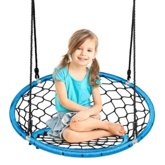 Costway Spider Web Chair Swing w/ Adjustable Hanging Ropes Kids Play Equipment BlueOrange image {10}