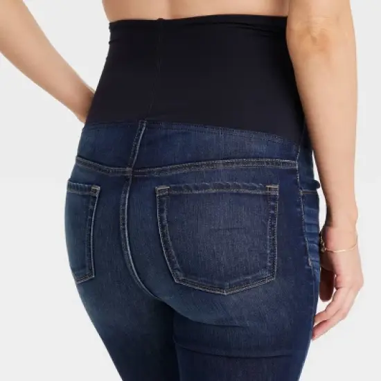 Over Belly Skinny Maternity Pants - Isabel Maternity by Ingrid & Isabel&trade; Dark Wash image {4}