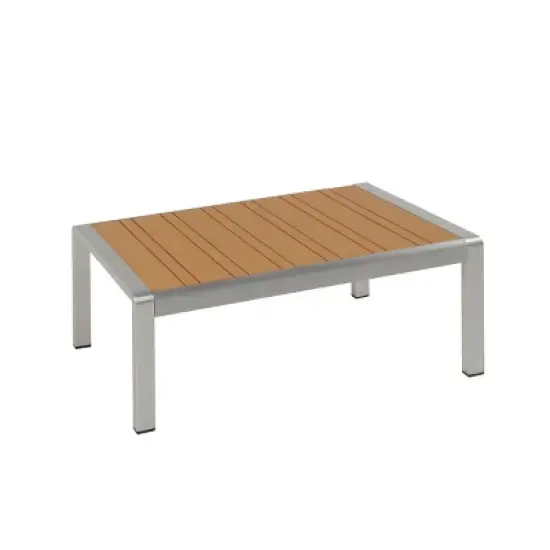 Outdoor Aluminum Coffee Table,Rust Resistant Coffee Table with Slatted Tabletop,Modern Coffee Table for Patio or Garden-Coolbibila image {2}