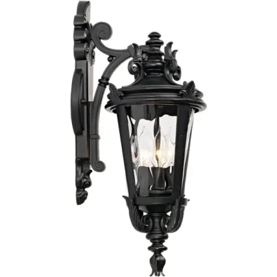 John Timberland Casa Marseille Vintage Rustic Outdoor Wall Light Fixture Textured Black Scroll 21 3/4" Clear Hammered Glass for Post Exterior Barn image {6}