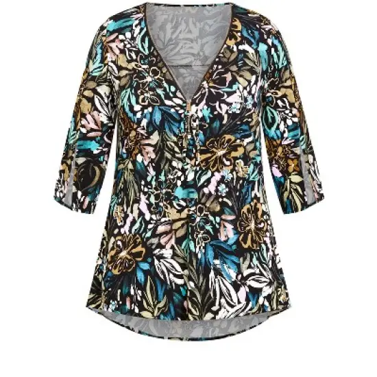 Women's Plus Size Luella Top - black floral | AVENUE STUDIO image {2}