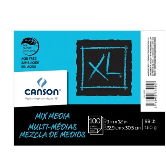 Canson XL Mixed Media Paper, 9 x 12 Inches, 100 Sheets image {1}