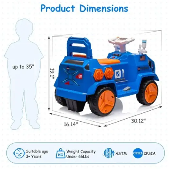 Kids Ride On Car, Powerful Ride-On Toy,Toddlers Electric Ride On Car with Radar Rocket Sound, Flash Lights, Ride on Toy for Kids image {6}