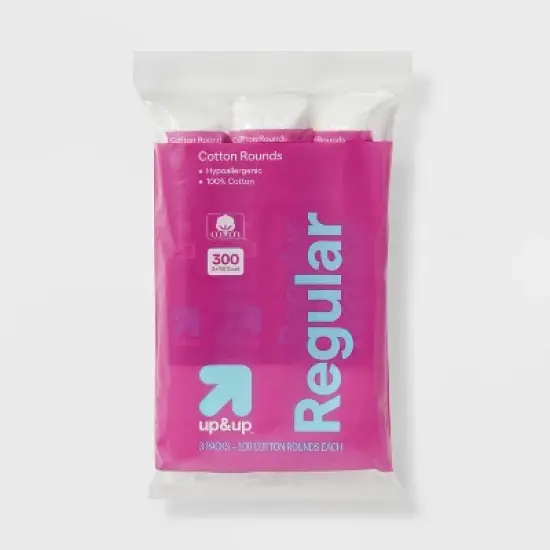 Basic Cotton Rounds Nail Polish and Makeup Remover Pads - 300ct/3pk - up&up&trade; image {4}