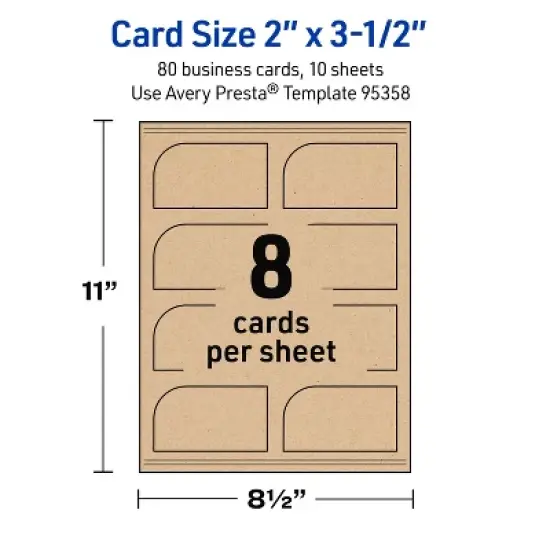 Avery Rectangle Business Cards, 2" x 3-1/2", Kraft Brown, 80 Total image {4}