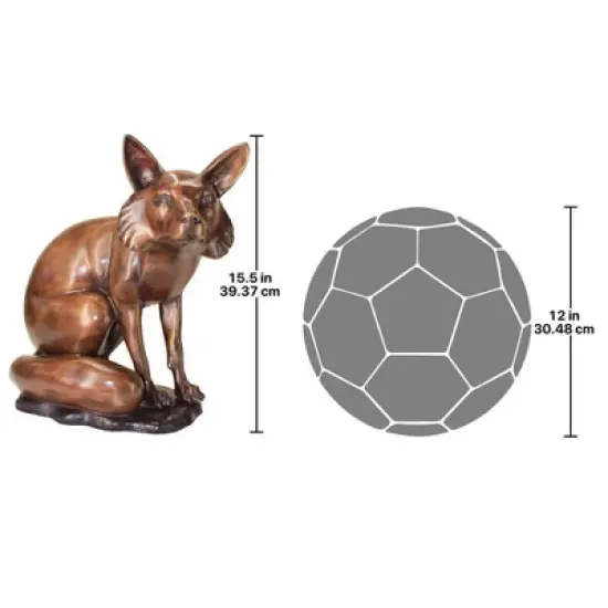 Design Toscano The Observant Sitting Fox Cast Bronze Garden Statue image {2}