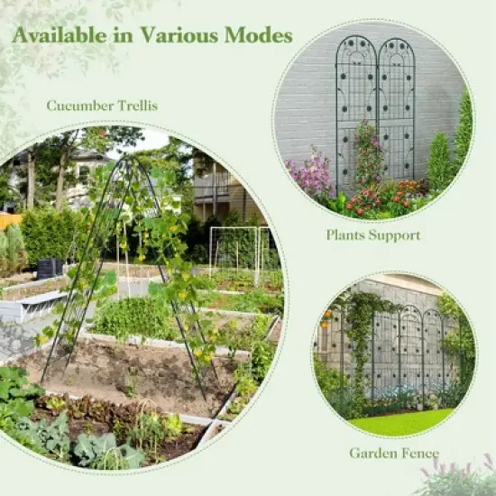Costway 4 Pack Rustproof Metal Garden Trellis 71" x 20" Wire Lattice Panel for Patio Green/White image {6}